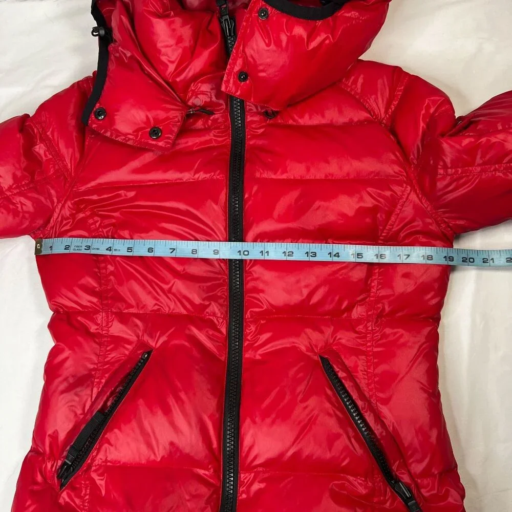 S13 NYC Quilted Down Puffer Coat Removable Hood Red Winter Ski Jacket Medium